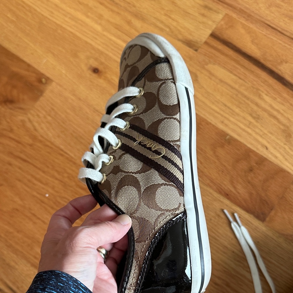 Coach Beige and Brown Patterned Sneakers - Picture 3 of 4